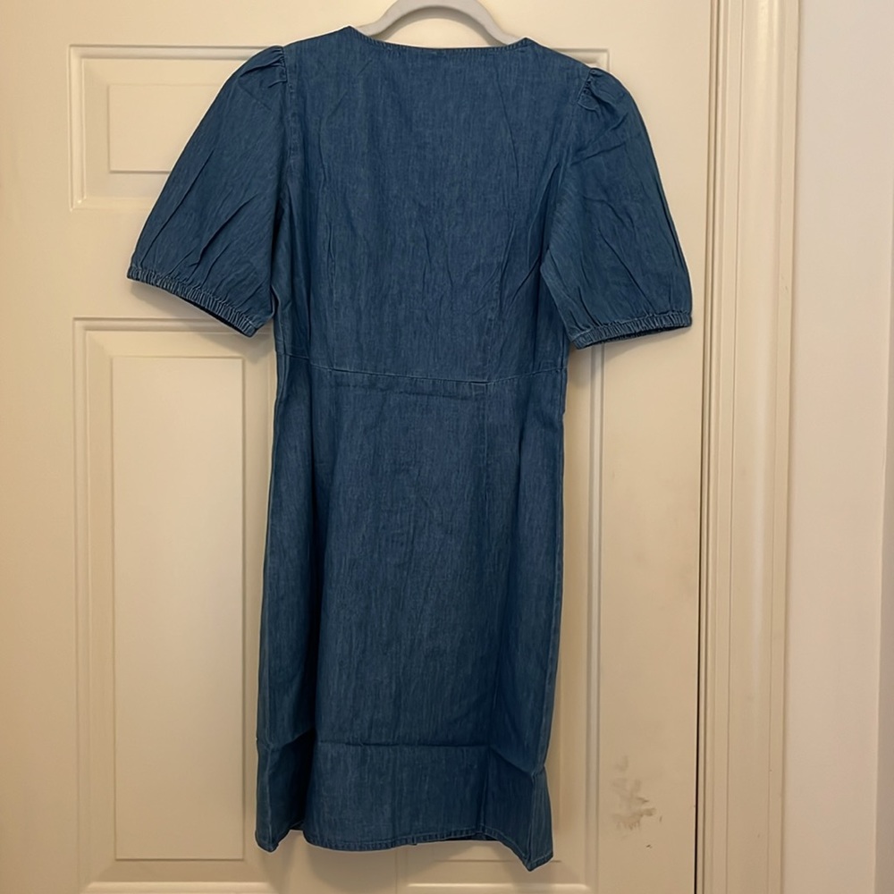 GAP Denim Puff Sleeve Button-Front Mini Dress/NWT/MEDIUM - Picture 6 of 14